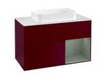 Villeroy und Boch Finion Waschtischunterschrank F251GMHB 100x60,3cm, Abdeckplatte white matt, Regal rechts Olive Matt Lacquer, Peony Matt