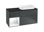 Villeroy und Boch Finion Waschtischunterschrank F272GFHG 120cm, Abdeckplatte black matt, Regal links Glossy white lacquer, Midnight Blue Matt Lacquer