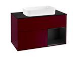 Villeroy und Boch Finion Waschtischunterschrank G252PDHB 100cm, Abdeckplatte black matt, Emotion, Regal rechts Black matt lacquer, Peony Matt