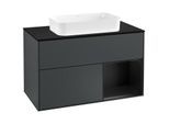 Villeroy und Boch Finion Waschtischunterschrank G252PDHG 100cm, Abdeckplatte black matt, Emotion, Regal rechts Black matt lacquer, Midnight Blue Matt Lacquer
