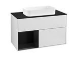 Villeroy und Boch Finion Waschtischunterschrank G242PDMT 100cm, Abdeckplatte black matt, Emotion, Regal links Black matt lacquer, White matt lacquer