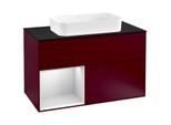 Villeroy und Boch Finion Waschtischunterschrank G242MTHB 100cm, Abdeckplatte black matt, Emotion, Regal links White matt lacquer, Peony Matt