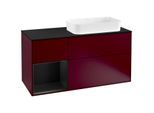 Villeroy und Boch Finion Waschtischunterschrank G272PDHB 120cm, Abdeckplatte black matt, Emotion, Regal links Black matt lacquer, Peony Matt