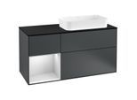 Villeroy und Boch Finion Waschtischunterschrank G272MTHG 120cm, Abdeckplatte black matt, Emotion, Regal links White matt lacquer, Midnight Blue Matt Lacquer