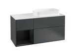 Villeroy und Boch Finion Waschtischunterschrank G271PDHG 120cm, Abdeckplatte white matt, Emotion, Regal links Black matt lacquer, Midnight Blue Matt Lacquer