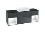 Villeroy und Boch Finion Waschtischunterschrank G742GFHG 160x60,3x50,1cm, Regale Glossy white lacquer, Midnight Blue Matt Lacquer