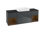 Villeroy und Boch Finion Waschtischunterschrank G742GNHG 160x60,3x50,1cm, Regale Walnut veneer, Midnight Blue Matt Lacquer