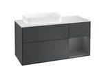 Villeroy und Boch Finion Waschtischunterschrank G281GKHG 120cm, Abdeckplatte white matt, Emotion, Regal rechts Anthracite matt, Midnight Blue Matt Lacquer