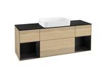 Villeroy und Boch Finion Waschtischunterschrank G742PDPC 160x60,3x50,1cm, Regale Black matt lacquer, Oak Veneer