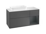 Villeroy und Boch Finion Waschtischunterschrank G281HGGK 120cm, Abdeckplatte white matt, Emotion, Regal rechts Midnight Blue Matt Lacquer, Anthracite matt