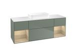 Villeroy und Boch Finion Waschtischunterschrank F741PCGM 160x60,3x50,1cm, Regale Oak Veneer, Olive Matt Lacquer