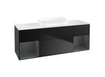 Villeroy und Boch Finion Waschtischunterschrank F741HGPD 160x60,3x50,1cm, Regale Midnight matt lacquer, Black matt lacquer