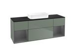 Villeroy und Boch Finion Waschtischunterschrank F742GKGM 160x60,3x50,1cm, Regale Anthracite matt lacquer, Olive Matt Lacquer