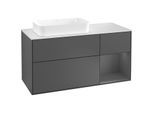Villeroy und Boch Finion Waschtischunterschrank F281GKGK 120cm, Abdeckplatte white matt, Regal rechts Anthracite matt, Anthracite matt