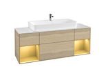 Villeroy und Boch Finion Waschtischunterschrank G211HFPC 160cm, Abdeckplatte white matt, Emotion, Regale Gold matt lacquer, Oak Veneer