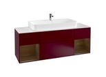 Villeroy und Boch Finion Waschtischunterschrank F211GNHB 160cm, Abdeckplatte white matt, Regale Walnut veneer, Peony Matt