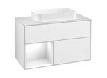Villeroy und Boch Finion Waschtischunterschrank F241GFGF 100x60,3cm, Abdeckplatte white matt, Regal links Glossy white lacquer, Glossy white lacquer