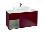 Villeroy und Boch Finion Waschtischunterschrank F161GMHB 120cm, Abdeckplatte white matt, Regal links Olive Matt Lacquer, Peony Matt
