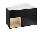 Villeroy und Boch Finion Waschtischunterschrank G241PCPD 100cm, Abdeckplatte white matt, Emotion, Regal links Oak Veneer, Black matt lacquer