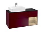 Villeroy und Boch Finion Waschtischunterschrank G152PCHB 120cm, Abdeckplatte black matt, Emotion, Regal links Oak Veneer, Peony Matt