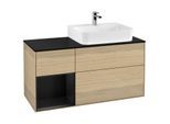 Villeroy und Boch Finion Waschtischunterschrank G142PDPC 120cm, Abdeckplatte black matt, Emotion, Regal links Black matt lacquer, Oak Veneer