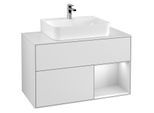 Villeroy und Boch Finion Waschtischunterschrank G121MTMT 100cm, Abdeckplatte white matt, Emotion, Regal rechts White matt lacquer, White matt lacquer