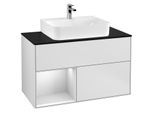 Villeroy und Boch Finion Waschtischunterschrank F112MTMT 100cm, Abdeckplatte white matt, Regal links White matt lacquer, White matt lacquer