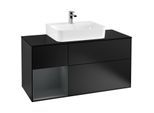 Villeroy und Boch Finion Waschtischunterschrank G162HGPD 120cm, Abdeckplatte black matt, Emotion, Regal links Midnight Blue Matt Lacquer, Black matt lacquer