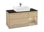 Villeroy und Boch Finion Waschtischunterschrank G172PCPC 120cm, Abdeckplatte black matt, Emotion, Regal rechts Oak Veneer, Oak Veneer