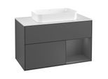 Villeroy und Boch Finion Waschtischunterschrank G251GKGK 100cm, Abdeckplatte white matt, Emotion, Regal rechts Anthracite matt, Anthracite matt