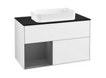 Villeroy und Boch Finion Waschtischunterschrank G242GKGF 100cm, Abdeckplatte black matt, Emotion, Regal links Anthracite matt, Glossy white lacquer