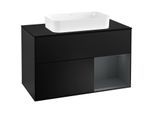 Villeroy und Boch Finion Waschtischunterschrank G252HGPD 100cm, Abdeckplatte black matt, Emotion, Regal rechts Midnight Blue Matt Lacquer, Black matt lacquer