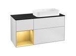 Villeroy und Boch Finion Waschtischunterschrank G272HFMT 120cm, Abdeckplatte black matt, Emotion, Regal links Gold matt, White matt lacquer