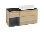 Villeroy und Boch Finion Waschtischunterschrank G272HGPC 120cm, Abdeckplatte black matt, Emotion, Regal links Midnight Blue Matt Lacquer, Oak Veneer
