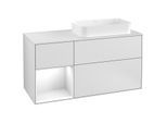Villeroy und Boch Finion Waschtischunterschrank G271GFMT 120cm, Abdeckplatte white matt, Emotion, Regal links Glossy white lacquer, White matt lacquer