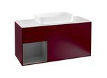Villeroy und Boch Finion Waschtischunterschrank F291GKHB 120cm, Abdeckplatte white matt, Regal links Anthracite matt, Peony Matt