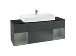 Villeroy und Boch Finion Waschtischunterschrank G212GMHG 160cm, Abdeckplatte black matt, Emotion, Regale Olive matt lacquer, Midnight Blue Matt Lacquer