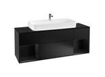 Villeroy und Boch Finion Waschtischunterschrank F212PDPD 160cm, Abdeckplatte black matt, Regale Black matt lacquer, Black matt lacquer