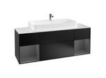 Villeroy und Boch Finion Waschtischunterschrank F211GKPD 160cm, Abdeckplatte white matt, Regale Anthracite matt lacquer, Black matt lacquer