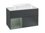 Villeroy und Boch Finion Waschtischunterschrank G241GMHG 100cm, Abdeckplatte white matt, Emotion, Regal links Olive Matt Lacquer, Midnight Blue Matt Lacquer