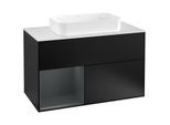 Villeroy und Boch Finion Waschtischunterschrank G241HGPD 100cm, Abdeckplatte white matt, Emotion, Regal links Midnight Blue Matt Lacquer, Black matt lacquer