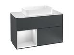 Villeroy und Boch Finion Waschtischunterschrank F241MTHG 100x60,3cm, Abdeckplatte white matt, Regal links White matt lacquer, Midnight Blue Matt Lacquer