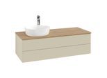 Villeroy und Boch Antao Waschtisch-Unterschrank L22051HJ mit Beleuchtung, 120x36x50cm, Hahnloch, Waschbeckenplattenfarbe honey oak, silk grey matt lacquer
