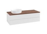 Villeroy und Boch Antao Waschtisch-Unterschrank K22112GF 120x36x50cm, Waschbeckenplattenfarbe warm walnut, glossy white lacquer