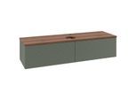 Villeroy und Boch Antao Waschtisch-Unterschrank L36152HL mit Beleuchtung mit Struktur, 160x36x50cm, Hahnlochbohrung, Waschbeckenplattenfarbe warm walnut, leaf green matt lacquer