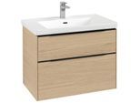 Villeroy und Boch Subway 3.0 Waschtisch-Unterschrank C574L1VJ 77,2x57,6x47,8cm, mit LED/Griff Volcano black, nordic oak