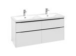 Villeroy und Boch Subway 3.0 Waschtisch-Unterschrank C568L1VF 127,2x56,6x47,8cm, mit LED/Griff Volcano black, pure white