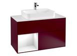 Villeroy und Boch Finion Waschtischunterschrank G361GFHB 100cm, Abdeckplatte white matt, Emotion, Regal links Glossy white lacquer, Peony Matt