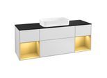 Villeroy und Boch Finion Waschtischunterschrank G332HFMT 160cm, Abdeckplatte black matt, Emotion, Regale Gold matt lacquer, White matt lacquer