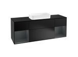 Villeroy und Boch Finion Waschtischunterschrank G332HGPD 160cm, Abdeckplatte black matt, Emotion, Regale Midnight matt lacquer, Black matt lacquer